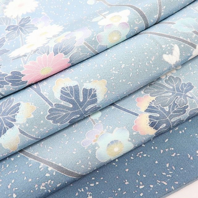 百華❀Y4205◇作家物落款 手縫い仕立て 正絹 菊 訪問着 着物 単品