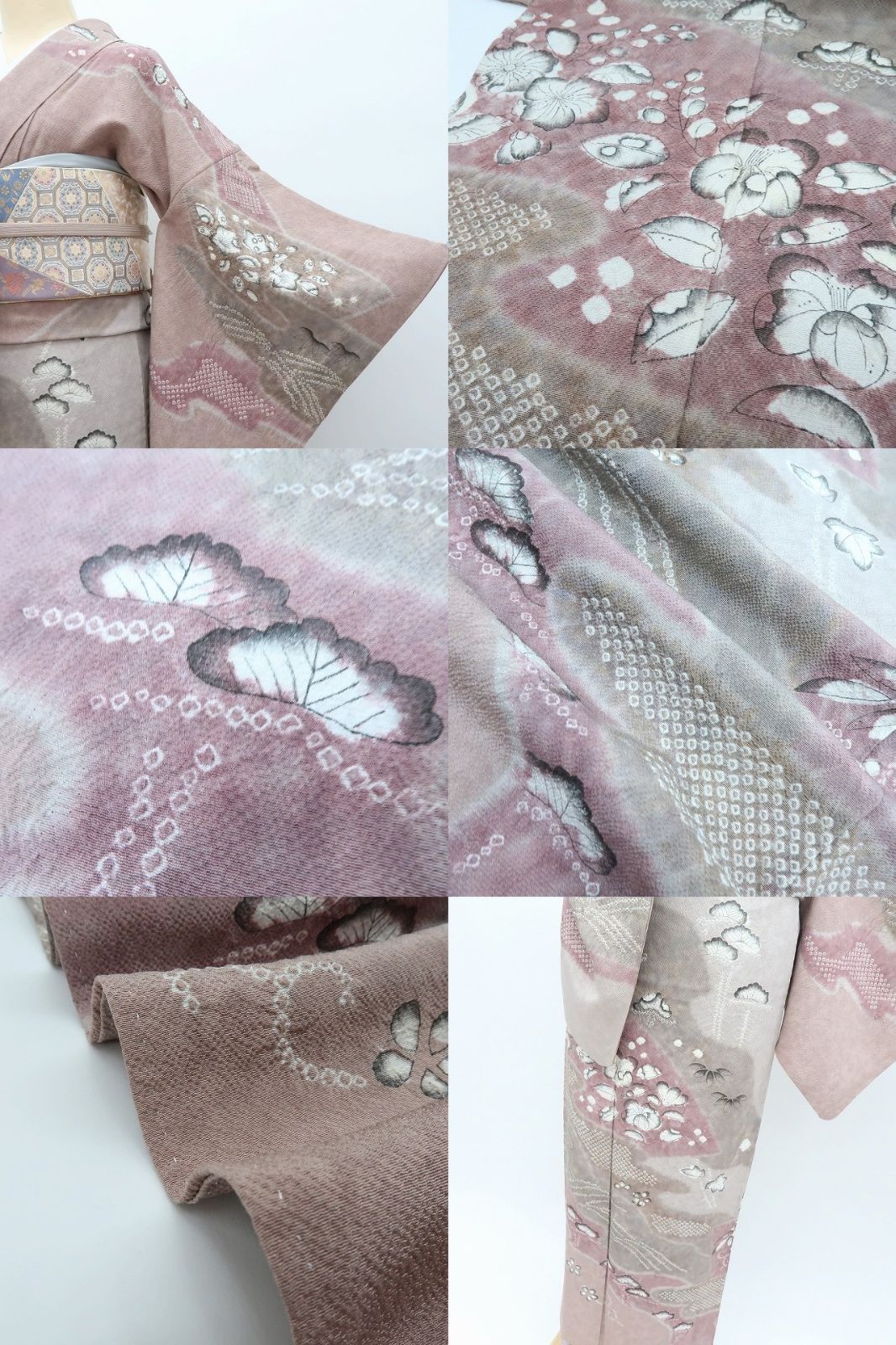 ｍ2037＊美品 正絹 辻が花 絞り 手縫い仕立て 訪問着 m2037＊美品 正絹 辻が花 絞り 手縫い仕立て 訪問着 m2037＊美品 正絹