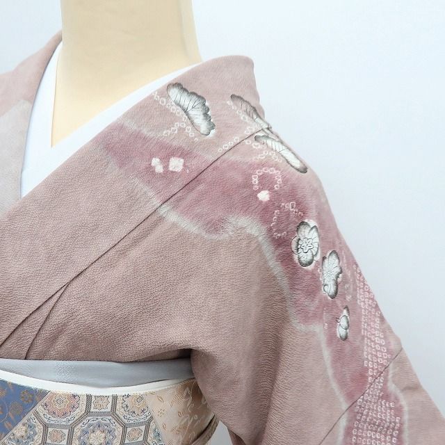 百華❀Y4206◇美品 辻が花 絞り 手縫い仕立て 正絹 訪問着 着物 単品