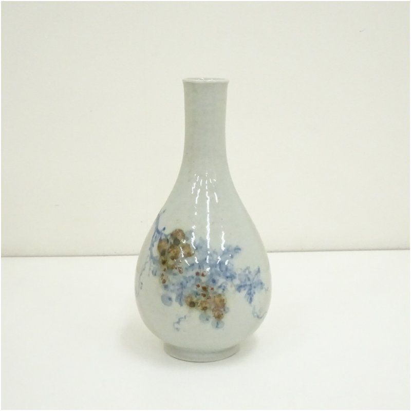 池順鐸造 染付葡萄文花入（共箱） 花入れ 茶道 茶道具 花瓶 花器