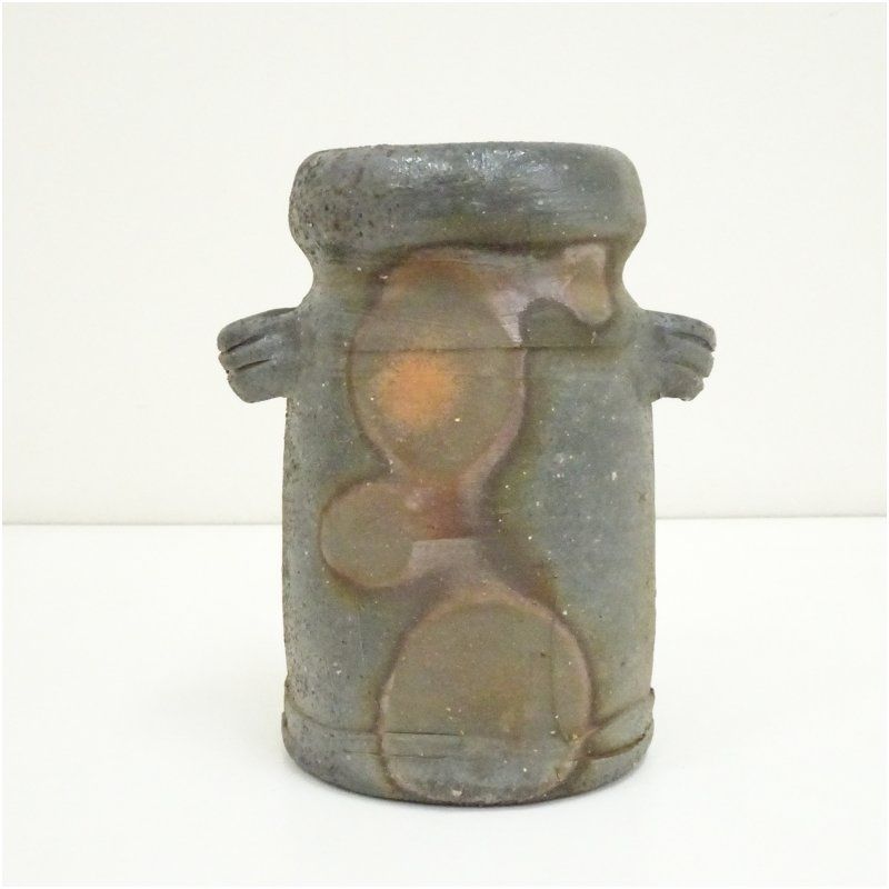 備前焼 花瓶 花器 耳付き 双耳 花入れ フラワースタンド 花生 共箱 備前焼 龍王窯 鈴木勝詞造 花入（共箱） 花入れ 茶道 茶道具 花瓶