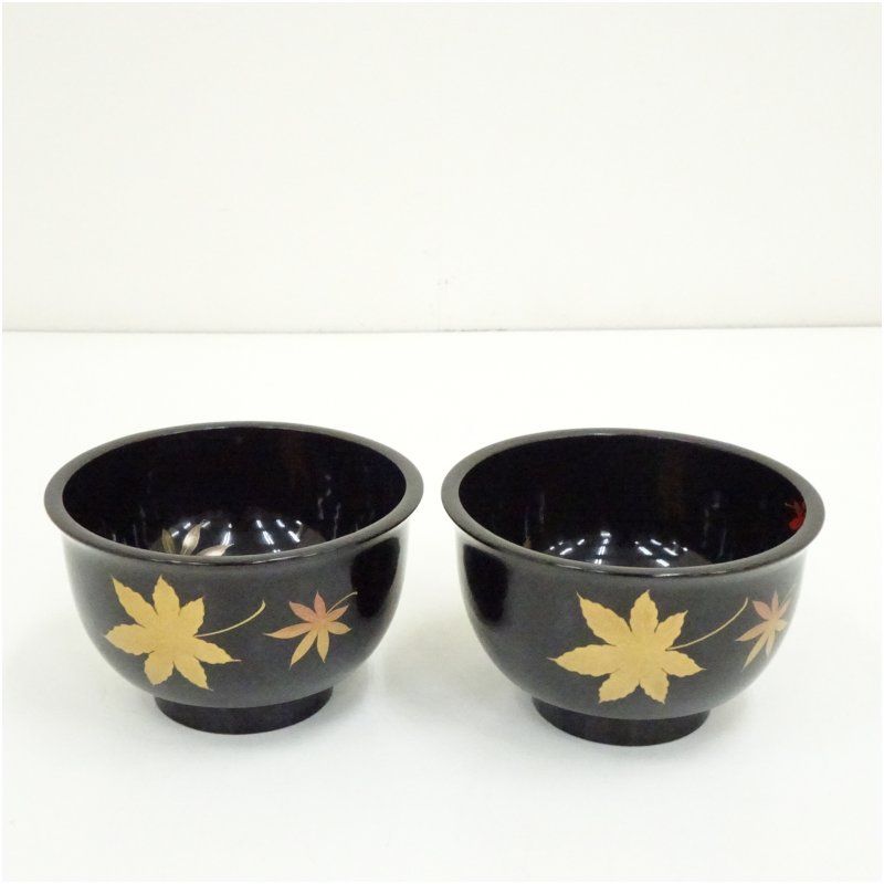 漆塗紅葉蒔絵盃洗一対 盃洗い 杯洗 おしゃれ はいせん 酒器 和食器 盃