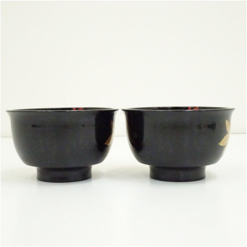 漆塗紅葉蒔絵盃洗一対 盃洗い 杯洗 おしゃれ はいせん 酒器 和食器 盃