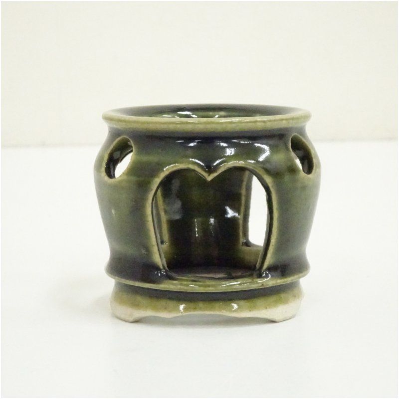 松本鉄山造 織部夜学蓋置（共箱） 蓋置き 茶道 道具 茶道具 おしゃれ