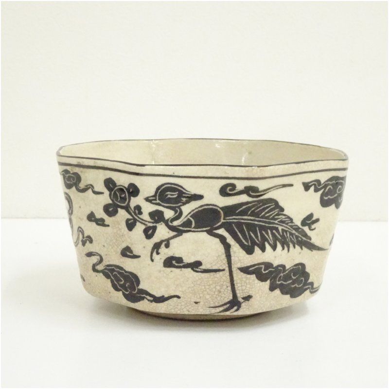 高麗写鉄絵鳳凰文八角菓子鉢（箱付） 食器 茶器 菓子器 おしゃれ