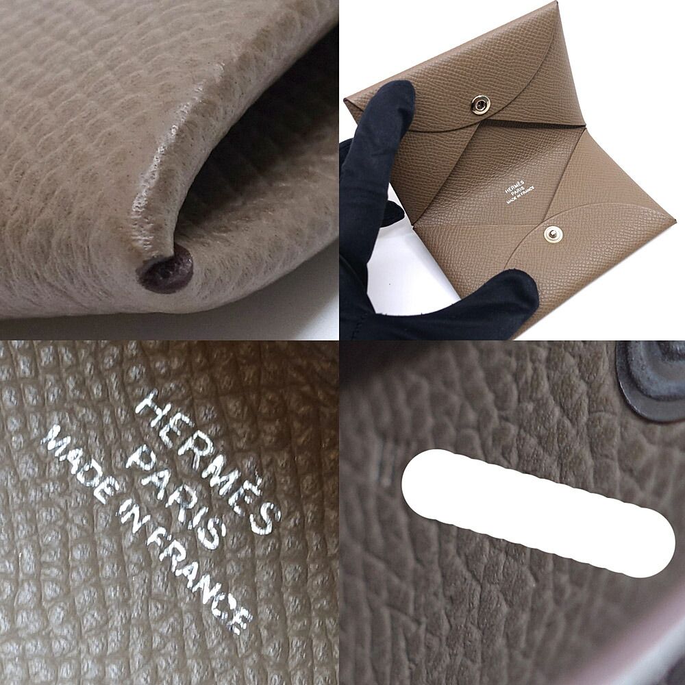  栄 エルメス カードケース カルヴィ エトゥープ SV金具 ヴォーエプソン W刻 メンズ レディース 服飾小物 その他 箱 カードケース 小物