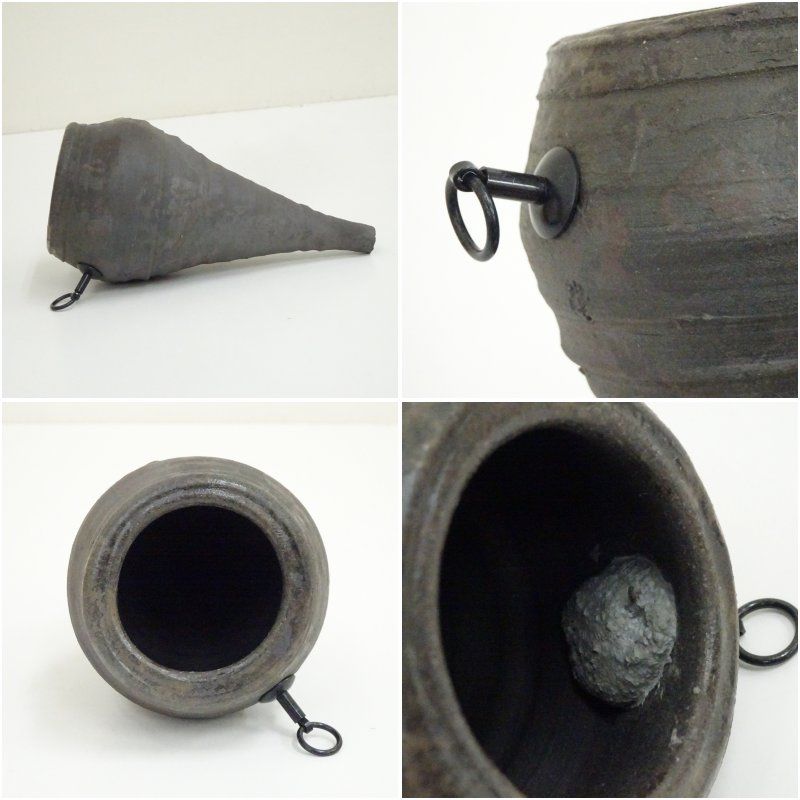 菰山窯 宮田豊造 南蛮みのむし掛花入（共箱） 花入れ 茶道 茶道具 花瓶