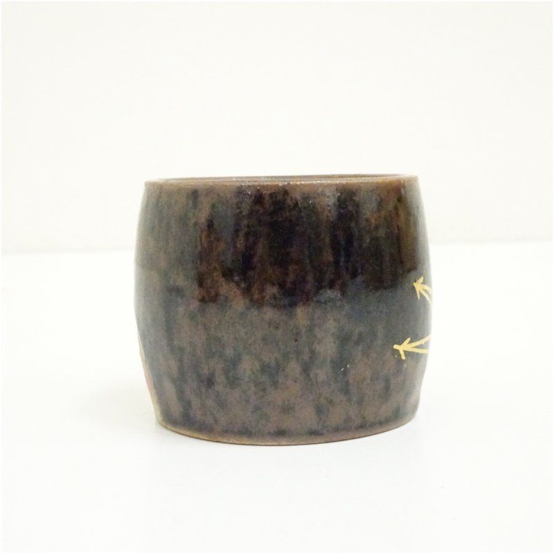 膳所焼 岩崎新定造 扇ニ松葉透蓋置（表千家十三代 即中斎書付）（共箱