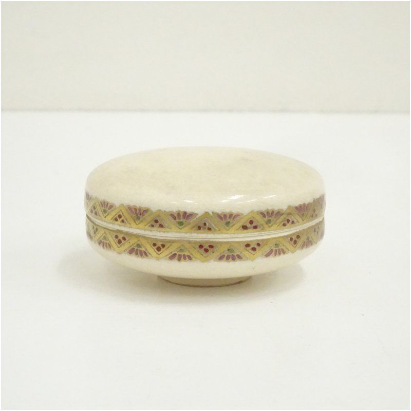 薩摩焼 薩陶山造 金彩色絵香合（共箱） 茶道具 茶道 香道 香道具