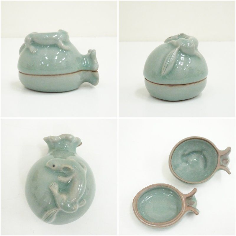 木人造 高麗青磁香合（共箱） 茶道具 茶道 香道 香道具 おしゃれ