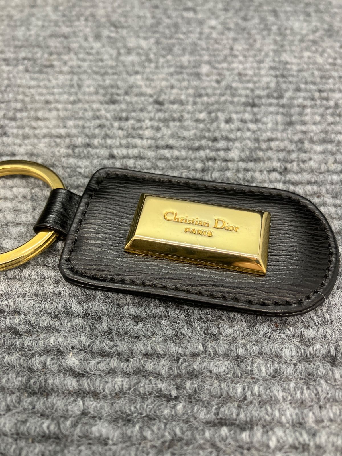 Christian Dior ディオール キーホルダー ブラック×ゴールド 5536