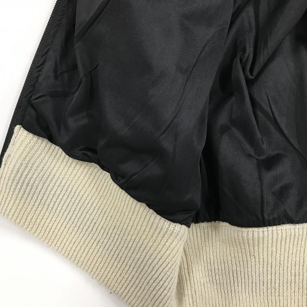 ルコックゴルフ ニットジャケット グレー×黒 総柄 ロゴワッペン ウール
