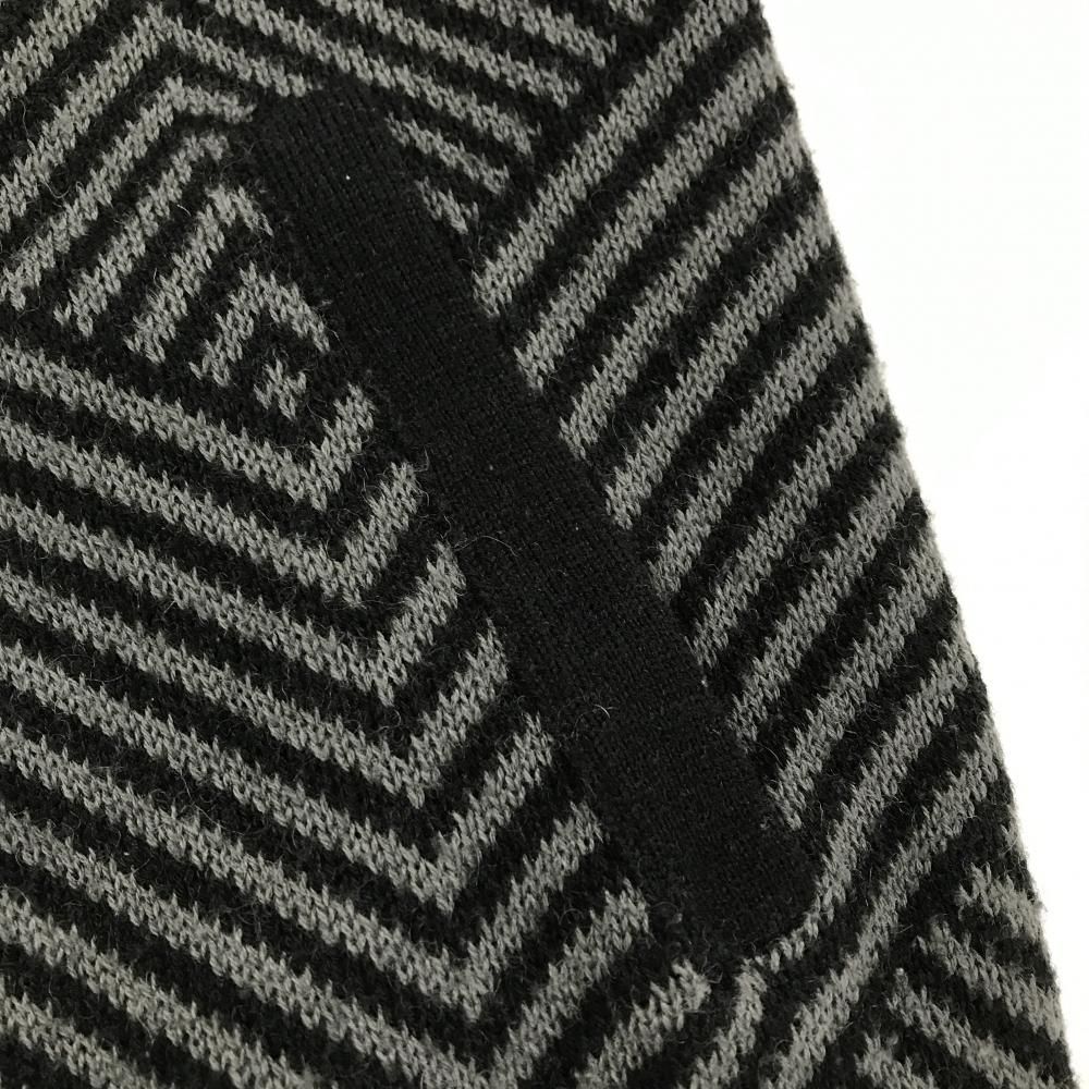 ルコックゴルフ ニットジャケット グレー×黒 総柄 ロゴワッペン ウール