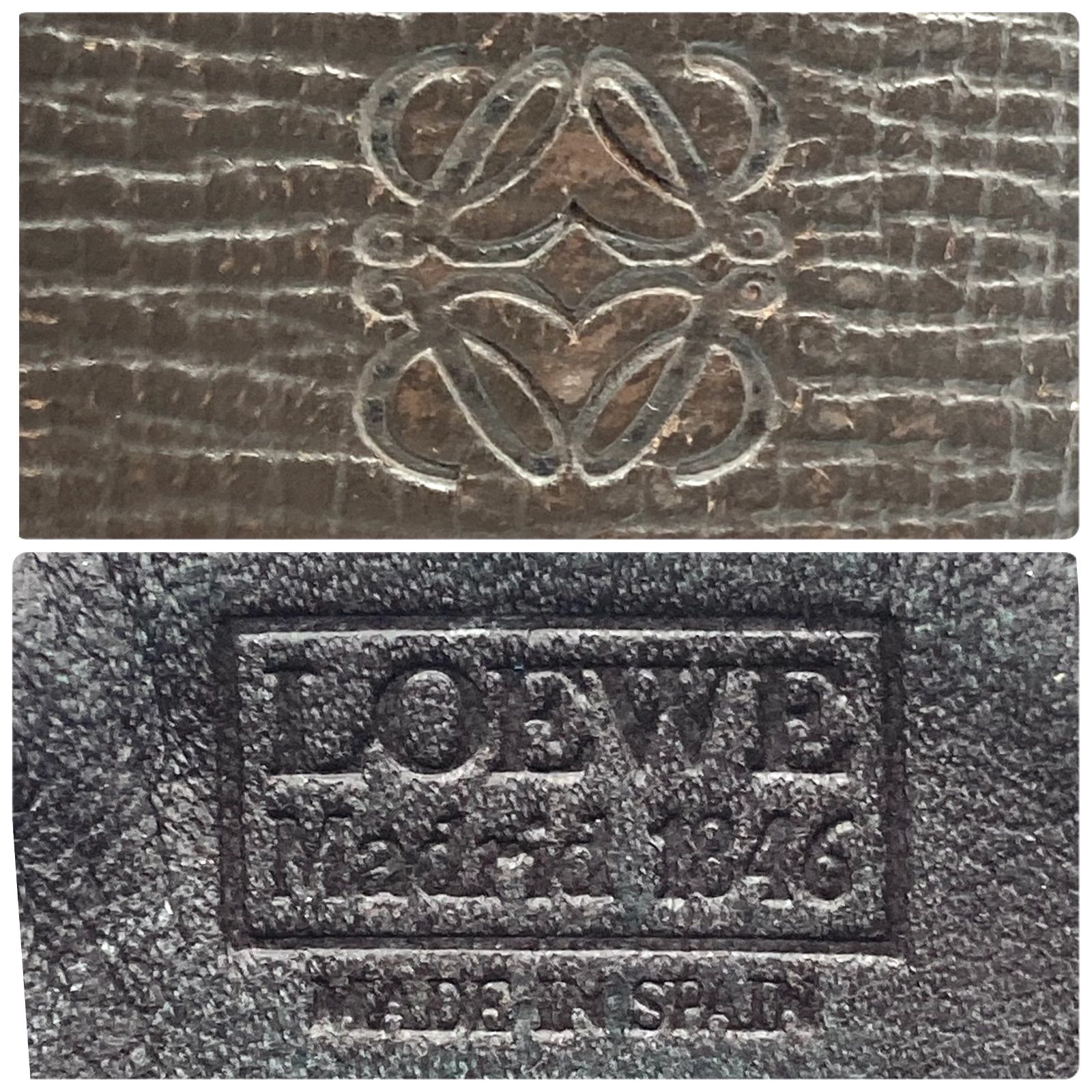 □美品□LOEWE 美品LOEWE ロエベ アナグラム型押し コインケース 小銭 