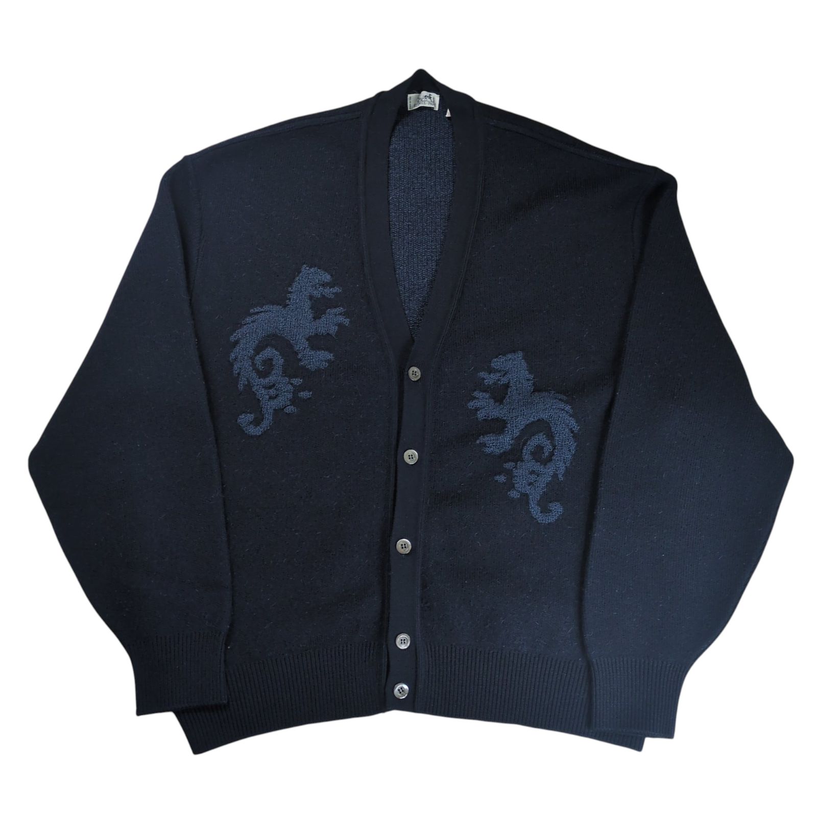 HERMES Twin Dragon Motif Oversized Cardigan