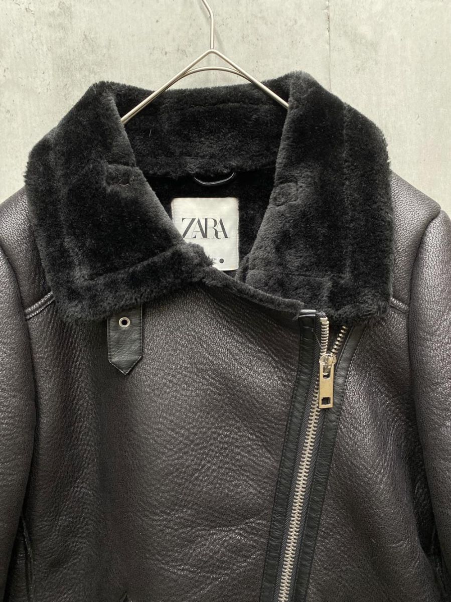 ZARA ザラ フェイクレザー ライダース ボア ジャケット sizeS 黒 レディース