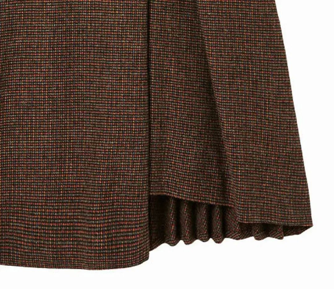  S タグ価格₩219000 Thursday Island 色とりどりのスモールチェック柄 ウールブレンド ロング その他 ロングスカート