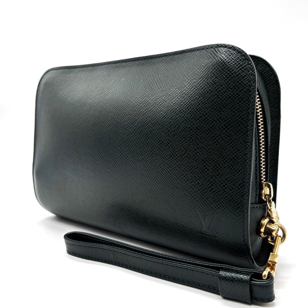 LOUIS VUITTON ルイヴィトン クラッチバッグ ハンドバッグ ポーチ タイガ ブラック 黒色 レザー 革 ゴールド金具 ユニセックス 男女兼用 メンズ レディース