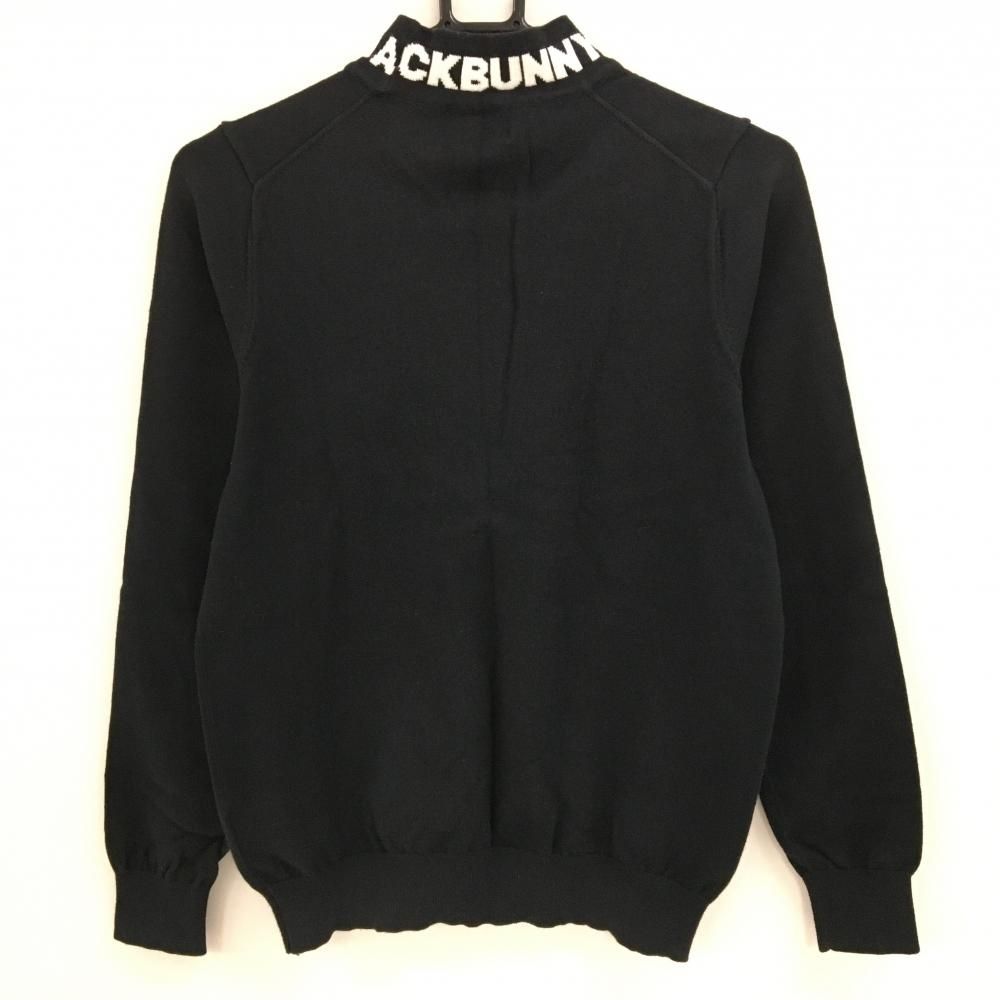 ジャックバニー ハイネックセーター 黒×白 ネックロゴ ニット