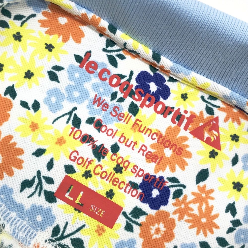 サイズ：LL LE COQ GOLF ルコックゴルフ 半袖ポロシャツ 花柄 ホワイト