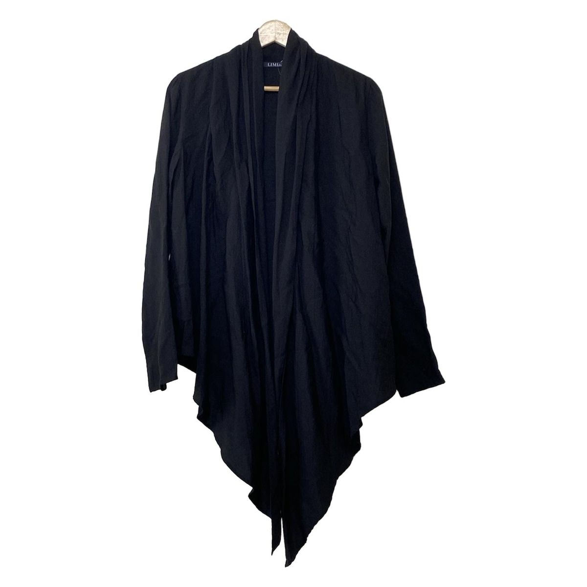 LIMI feu リミフゥ　カーディガン　ロング　羽織り 美品✨LIMI feu ヨウジヤマモト 黒 ウール ロングカーディガン - メルカリ
