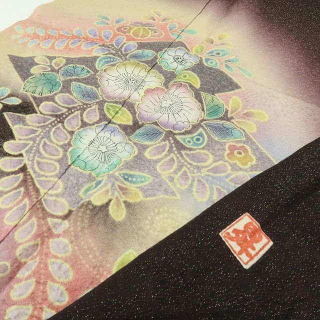 六花-RIKKA- 正絹 金田昇落款 辻が花 金通し 手縫い仕立て 訪問着 着物 A 4179