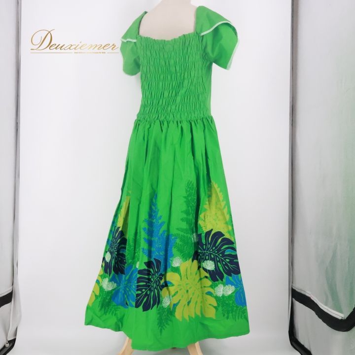 フラダンス 衣装 ワンピース ドレス グリーン系 パンドール 日本製