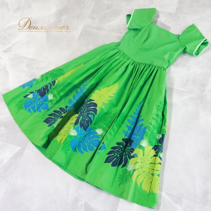 フラダンス 衣装 ワンピース ドレス グリーン系 パンドール 日本製