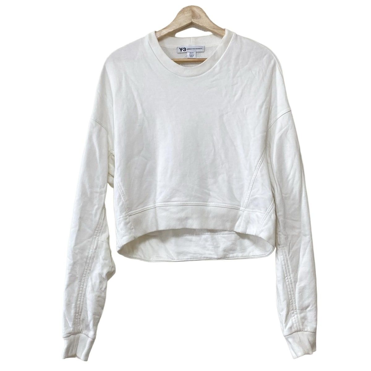 Y-3 ワイスリー トレーナー サイズXS レディース - 白×黒 長袖 ショート丈
