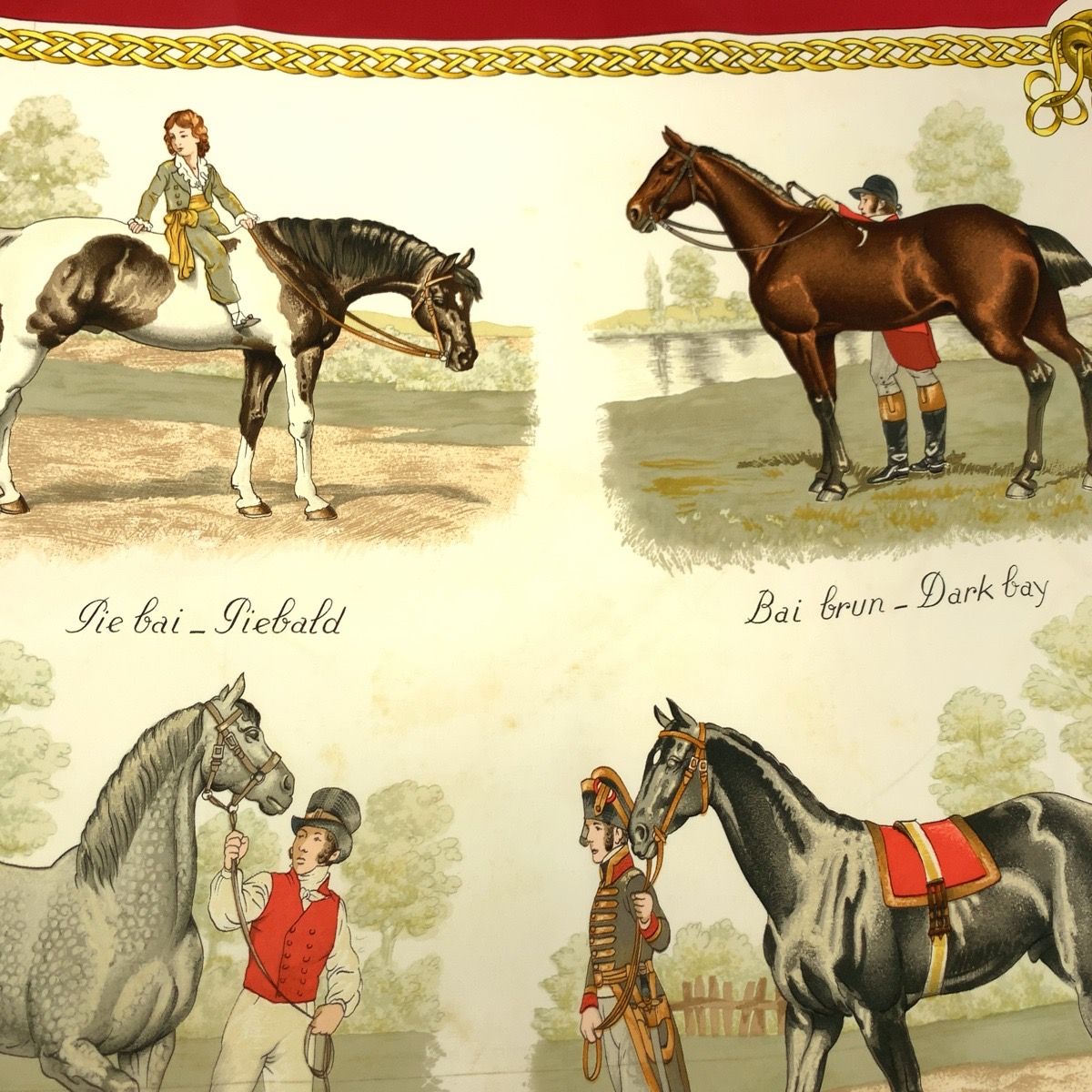  HERMES エルメス カレ90 LES ROBES 馬の毛色 男女兼用 レッド マルチ シルク 大判スカーフ レディース 506659 バンダナ スカーフ 小物