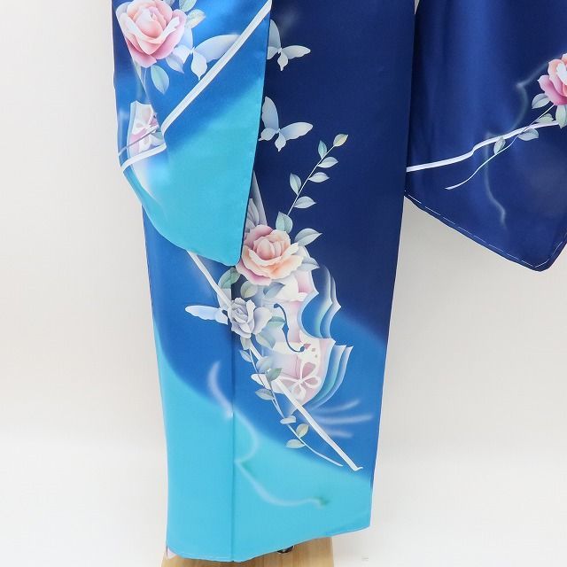 D492 訪問着　ビロード　やまと誂製　薔薇　正絹　着物　袷　極美品 六花-RIKKA- やまと誂製 正絹 薔薇 蝶 訪問着 手縫い仕立て 着物 A4180