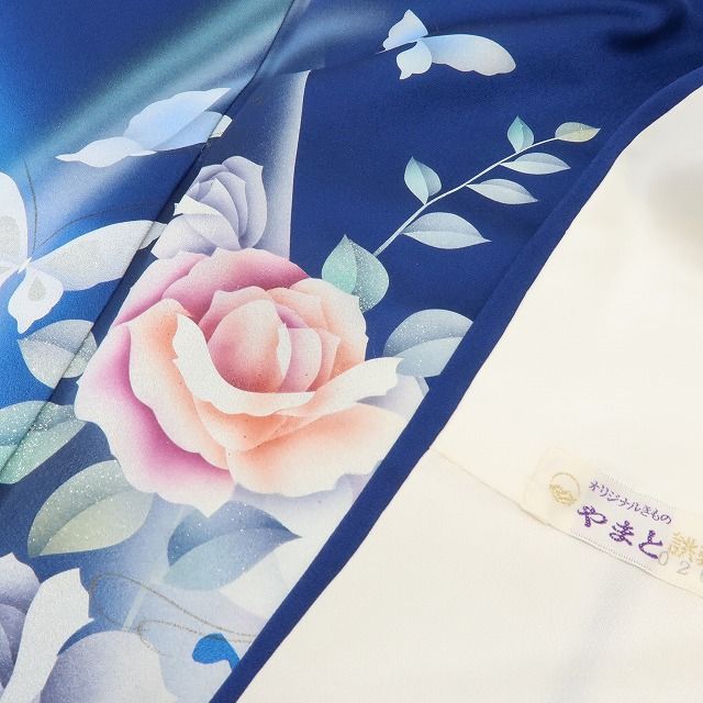 六花-RIKKA- やまと誂製 正絹 薔薇 蝶 訪問着 手縫い仕立て 着物 A4180