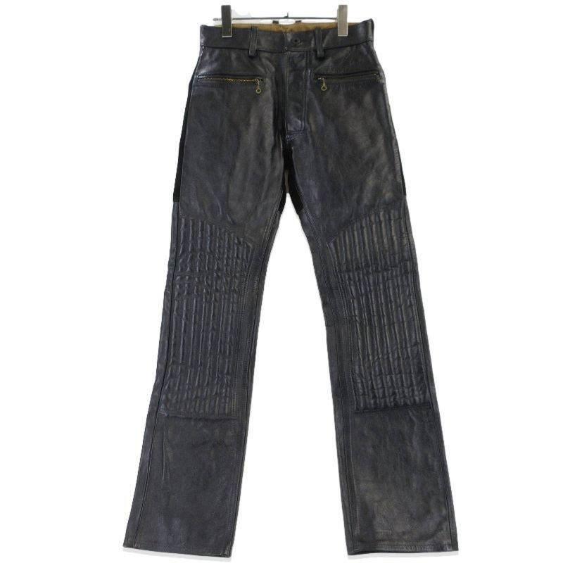 GERUGA ゲルガ パテッドレザーパンツ GR-P-37 PADDED LEATHER PANTS REGULAR 茶芯 BLACK HORSE-HIDE 27