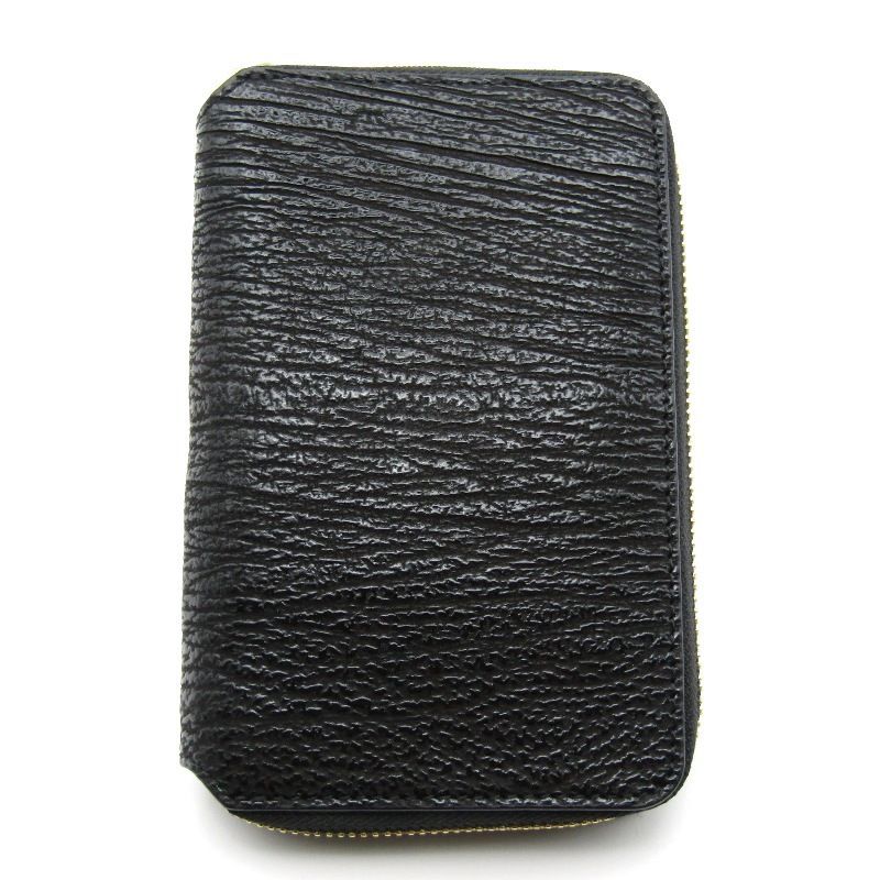 KUBERA 鮫革ラウンドファスナーミドル財布黒桟革オールレザー KUBERA クベラ ミドルウォレット 鮫桟革ラウンドファスナー シャーク