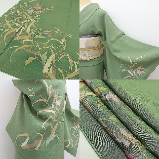  六花-RIKKA- 正絹 田家鬼彩落款 桔梗 手縫い仕立て 訪問着 着物 A 4181 訪問着 付け下げ 着物