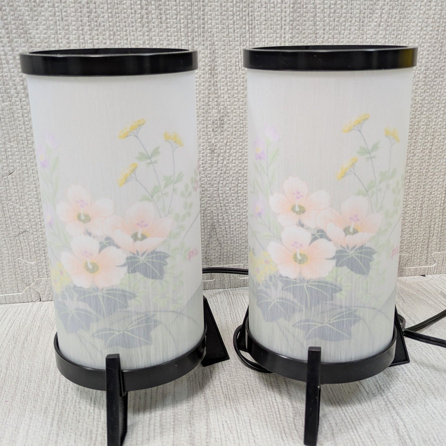 きらら 盆提灯 提灯 初盆 黒 芙蓉柄 LED ホタル電球 四十九日法要 元箱