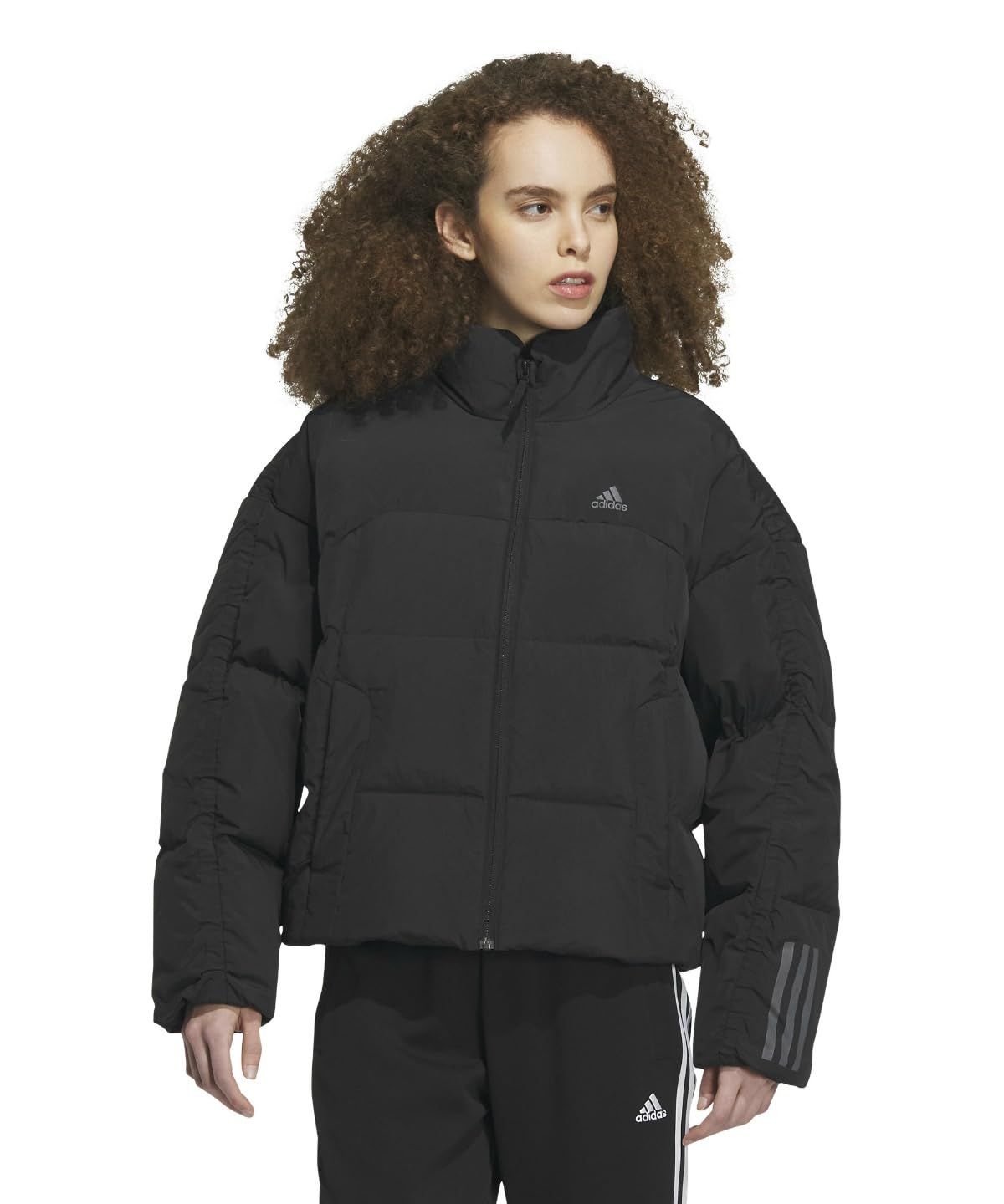 アディダス ダウン デイリーダウン クロップド ダウンジャケット HAT 59 レディース ブラック グレーフォー IL 8940 J XL