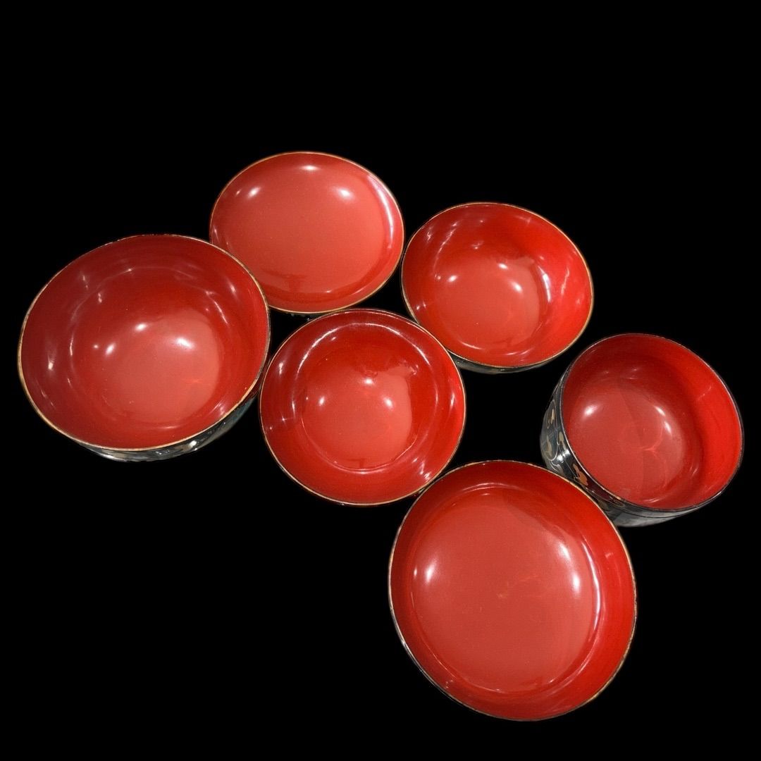 能登輪島塗　折紙膳　折敷膳六客 共箱付き　美品　縁起物 能登輪島塗 折紙膳 折敷膳六客 共箱付き 美品 縁起物 和膳