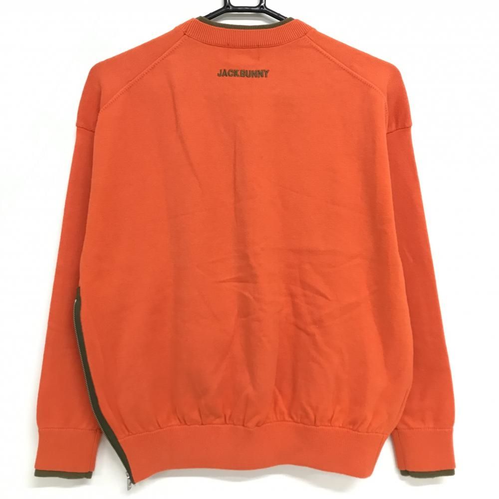 ジャックバニー セーター オレンジ×カーキ ロゴ刺しゅう サイドジップ