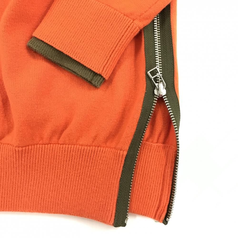 ジャックバニー セーター オレンジ×カーキ ロゴ刺しゅう サイドジップ