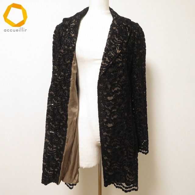  anc アルバ ロッサ インポートロッサ ALBA ROSSA ジャケット 44 黒 ベージュ ベロア調 総レース 大きいサイズ レディース 980424 テーラードジャケット ジャケット アウター