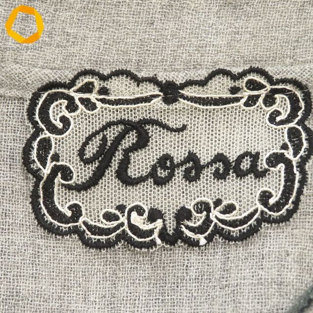 美品　インポートロッサ　ノーカラージャケットコート　ウール　花柄刺繍　44 anc インポートロッサ import Rossa ジャケット チュニック 44 グレー