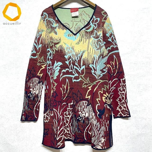 anc ケンゾー KENZO チュニック マルチ ニット 植物柄 イタリア製 レディース 969821