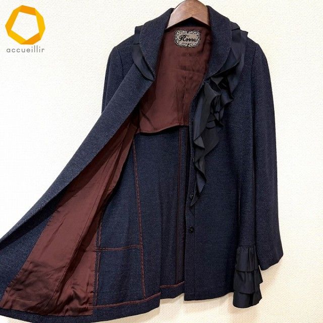 wnc インポートロッサ import Rossa コート 44 濃紺 JACKY TEX 花