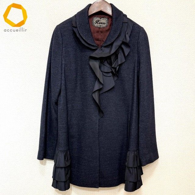 wnc インポートロッサ import Rossa コート 44 濃紺 JACKY TEX 花