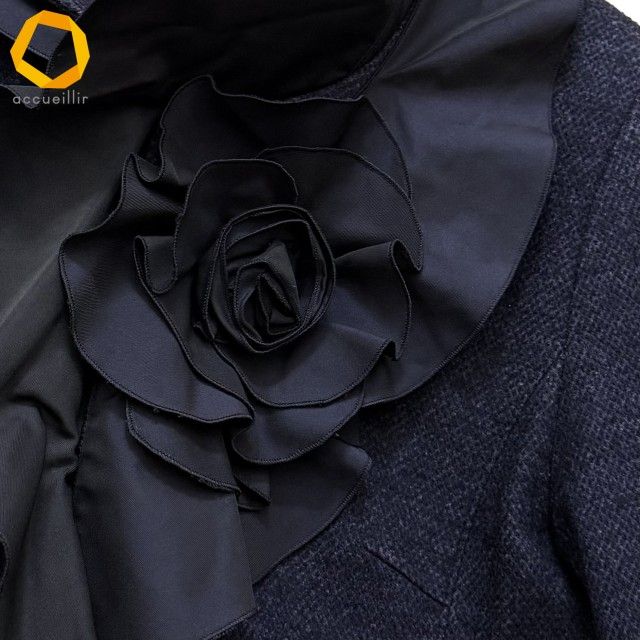 美品　インポートロッサ　花柄コート　ウールモヘア　44 ゆったりサイズ 美品 インポートロッサ 花柄コート ウールモヘア 44 ゆったりサイズ