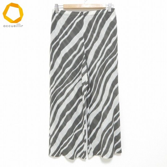 anc ケンゾー KENZO パンツ 42 グレー系 アイボリー ゼブラ柄 パワーネット 大きいサイズ レディース 969837