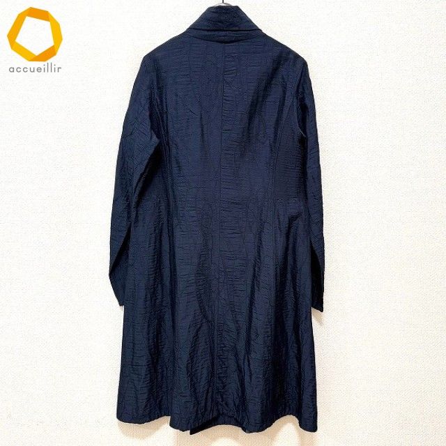 anc ヨーガンレール コート M 紺 シルク 薄手 シワ加工 レディース 847973