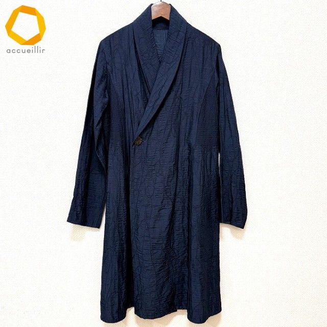 anc ヨーガンレール コート M 紺 シルク 薄手 シワ加工 レディース 847973