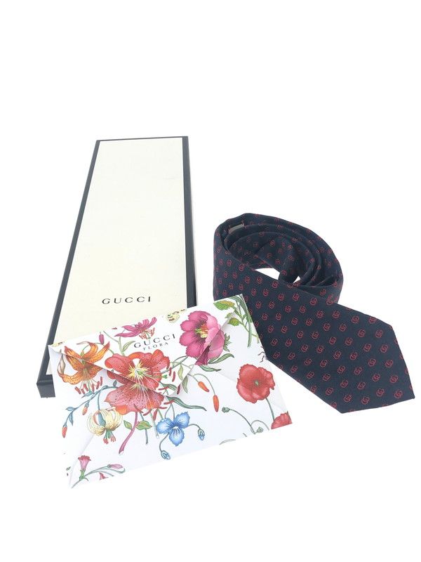 人気 【美品】GUCCI グッチ GG LOGO SILK TIE GGロゴ シルクタイ 服飾